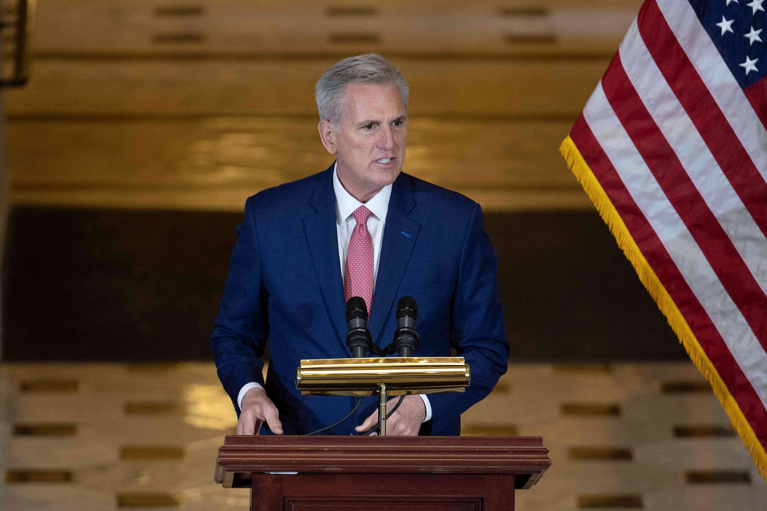 PHOTO: House Speaker Kevin McCarthy speaks at the Capitol in Washington, DC, June 7, 2023.