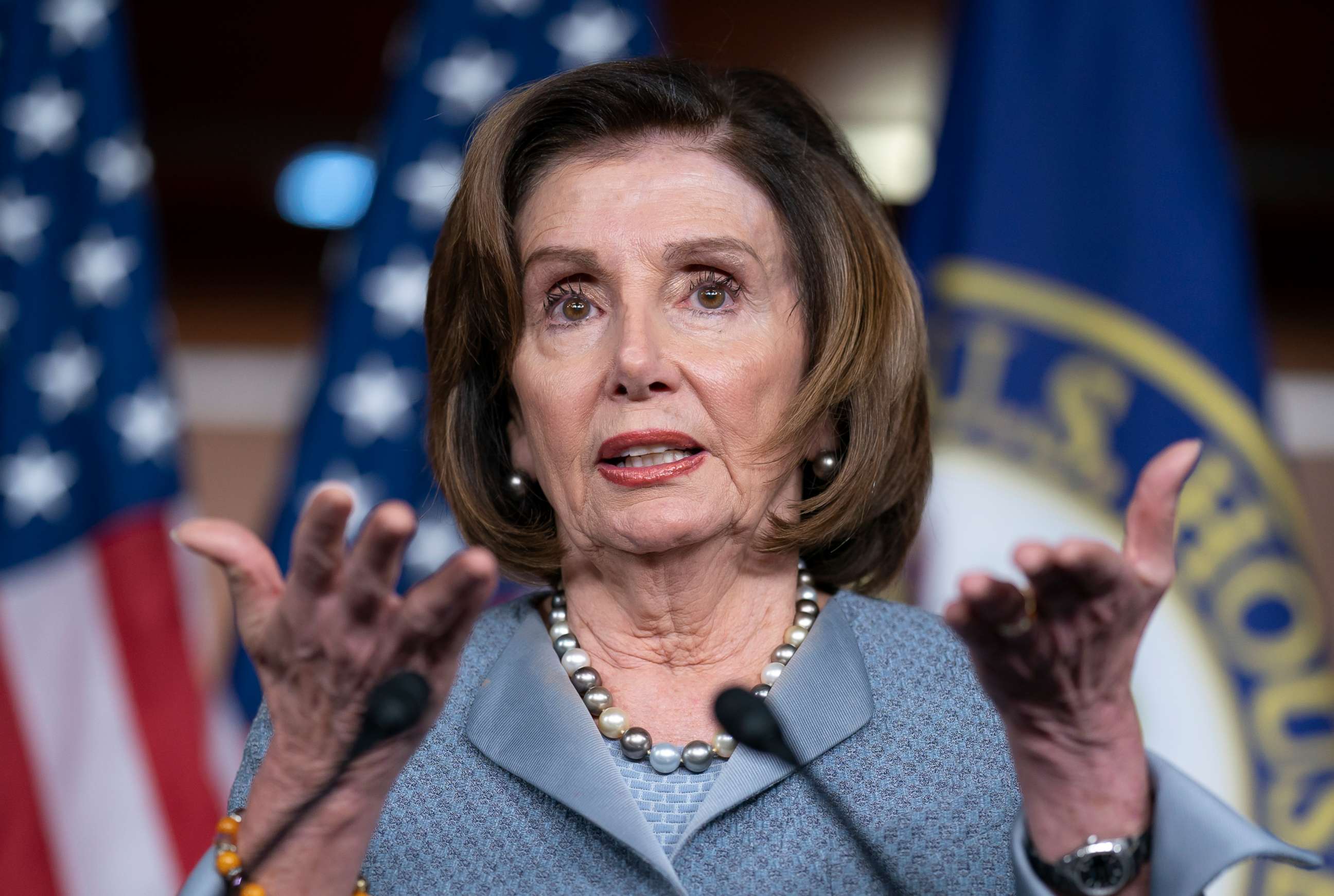 PHOTO: Speaker of the House Nancy Pelosi speaks during a news conference on Capitol Hill in Washington, Feb. 27, 2020.