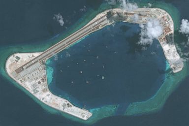 PHOTO: DigitalGlobe satellite imagery shows the Subi Reef in the South China Sea, a part of the Spratly Islands group, May 28, 2018.