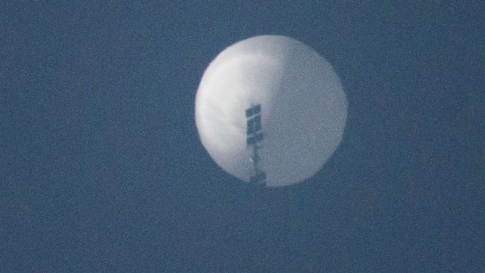 PHOTO: In this screen grab from a video, a balloon is shown floating over Billings, Montana, on Feb. 1, 2023.