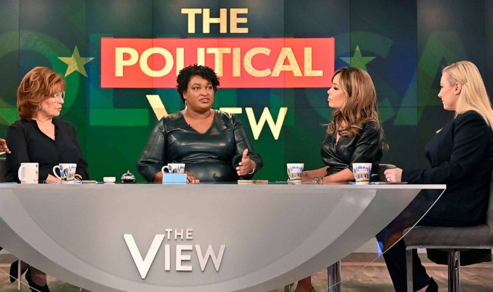 PHOTO: Stacey Abrams with "The View" co-hosts Joy Behar, Sunny Hostin and Meghan McCain on Feb. 17, 2020.