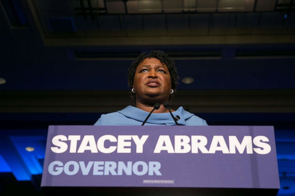 PHOTO: Democratic Gubernatorial candidate Stacey Abrams addresses supporters at an election watch party on Nov. 6, 2018 in Atlanta. Abrams and her opponent, Republican Brian Kemp, are in a tight race that is too close to call.