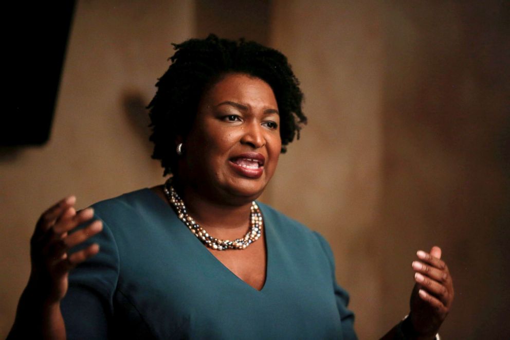 PHOTO: Stacey Abrams speaks at a Young Democrats of Cobb County meeting as she campaigns in Cobb County, Georgia, Nov. 16, 2017.