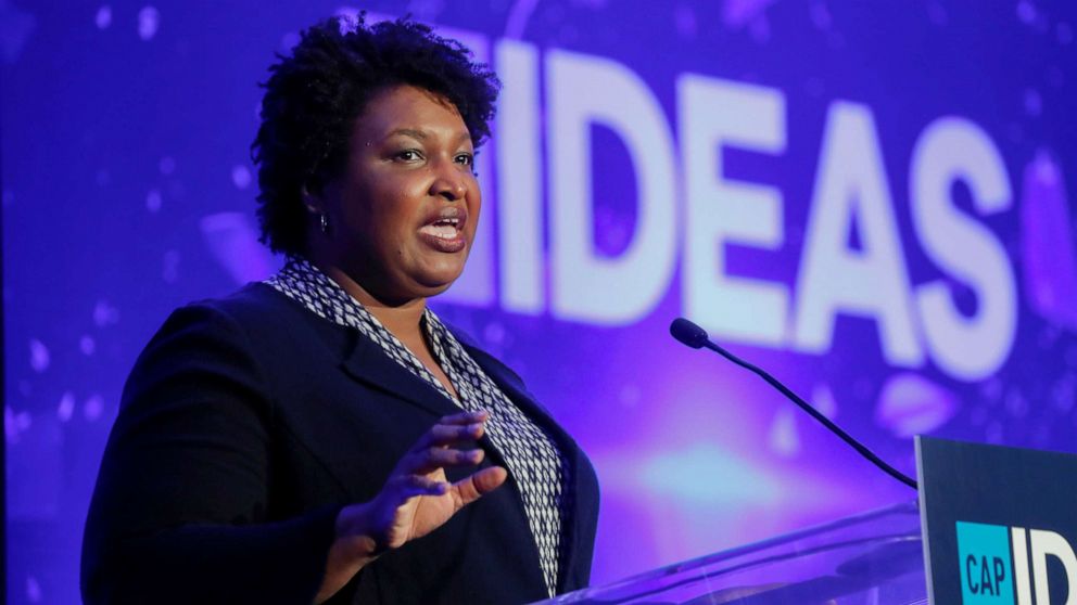 PHOTO: Georgia Democrat Stacey Abrams, a rising party star who narrowly fell short of becoming the first female African American governor last year, speaks at the Center for American Progress (CAP) 2019 Ideas Conference in Washington, May 22, 2019.