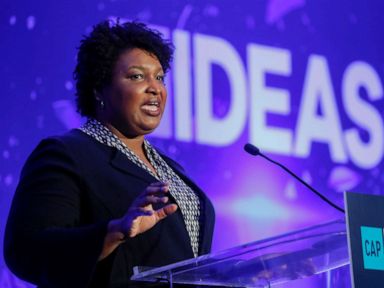PHOTO: Georgia Democrat Stacey Abrams, a rising party star who narrowly fell short of becoming the first female African American governor last year, speaks at the Center for American Progress (CAP) 2019 Ideas Conference in Washington, May 22, 2019.