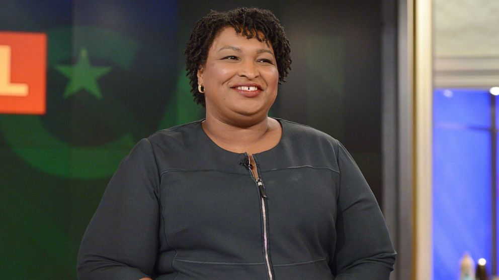 Stacey Abrams speaks on "The View," March 27, 2018, in New York City.