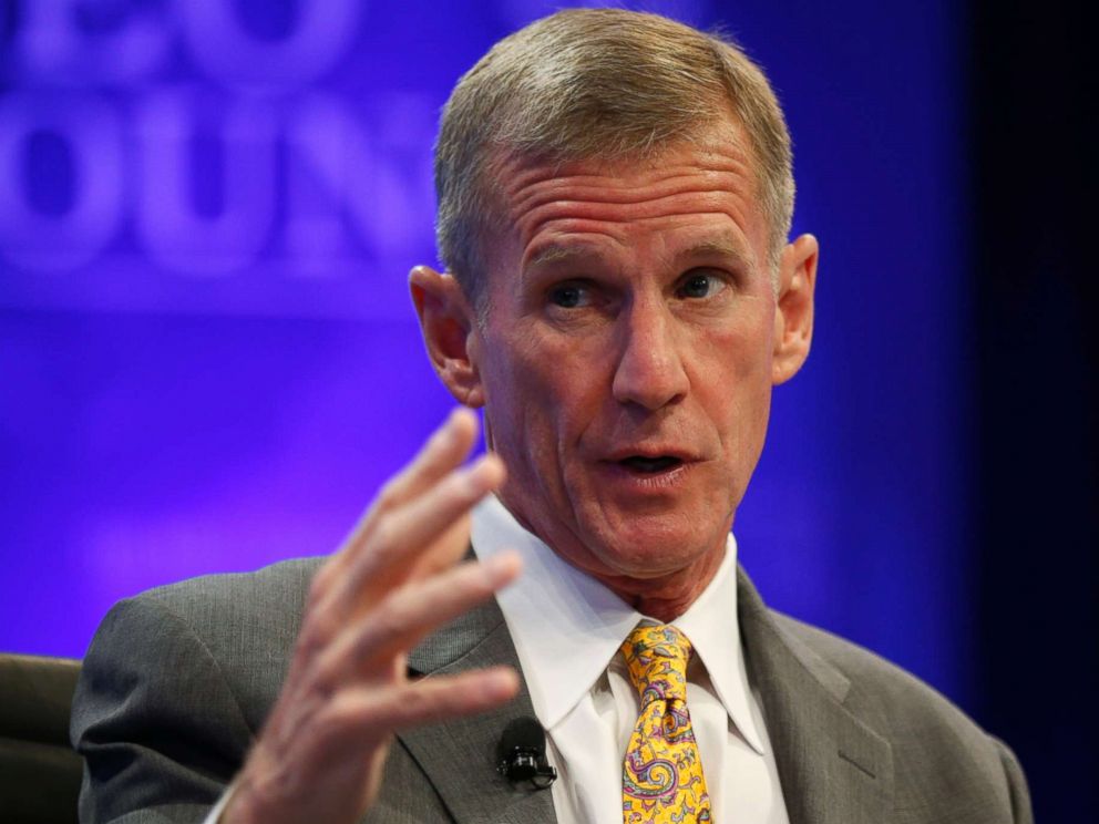 PHOTO: Retired General Stanley McChrystal speaks during a session called Lessons in Leadership at the Wall Street Journals CEO Council meeting in Washington, Dec. 2, 2014.