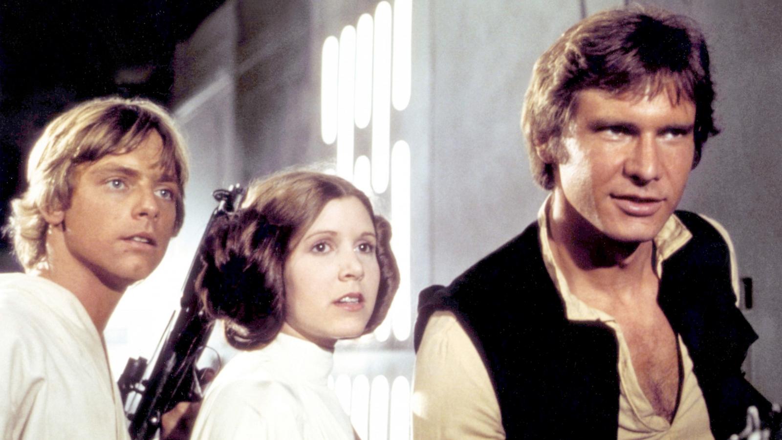 PHOTO: Mark Hamill, Carrie Fisher and Harrison Ford on the set of "Star Wars: Episode IV - A New Hope."