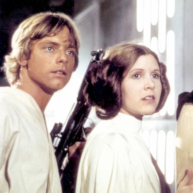 PHOTO: Mark Hamill, Carrie Fisher and Harrison Ford on the set of "Star Wars: Episode IV - A New Hope."