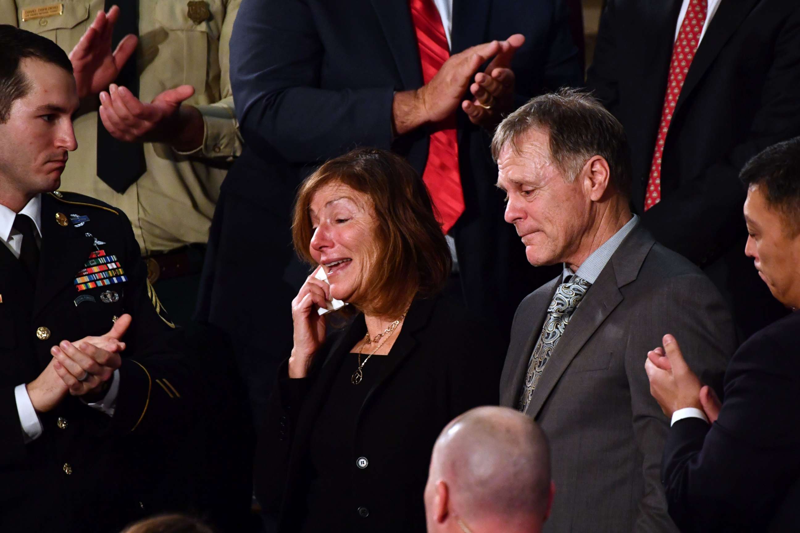 PHOTO: Fred and Cindy Warmbier are recognized during President Donald Trump's State of the Union address January 30, 2018.