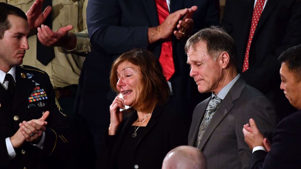 PHOTO: Fred and Cindy Warmbier are recognized during President Donald Trump's State of the Union address January 30, 2018.