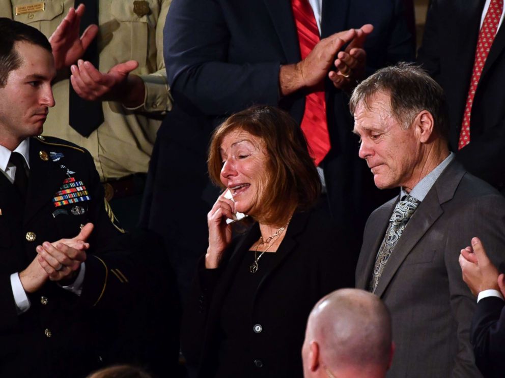 PHOTO: Fred and Cindy Warmbier are recognized during President Donald Trumps State of the Union address January 30, 2018.