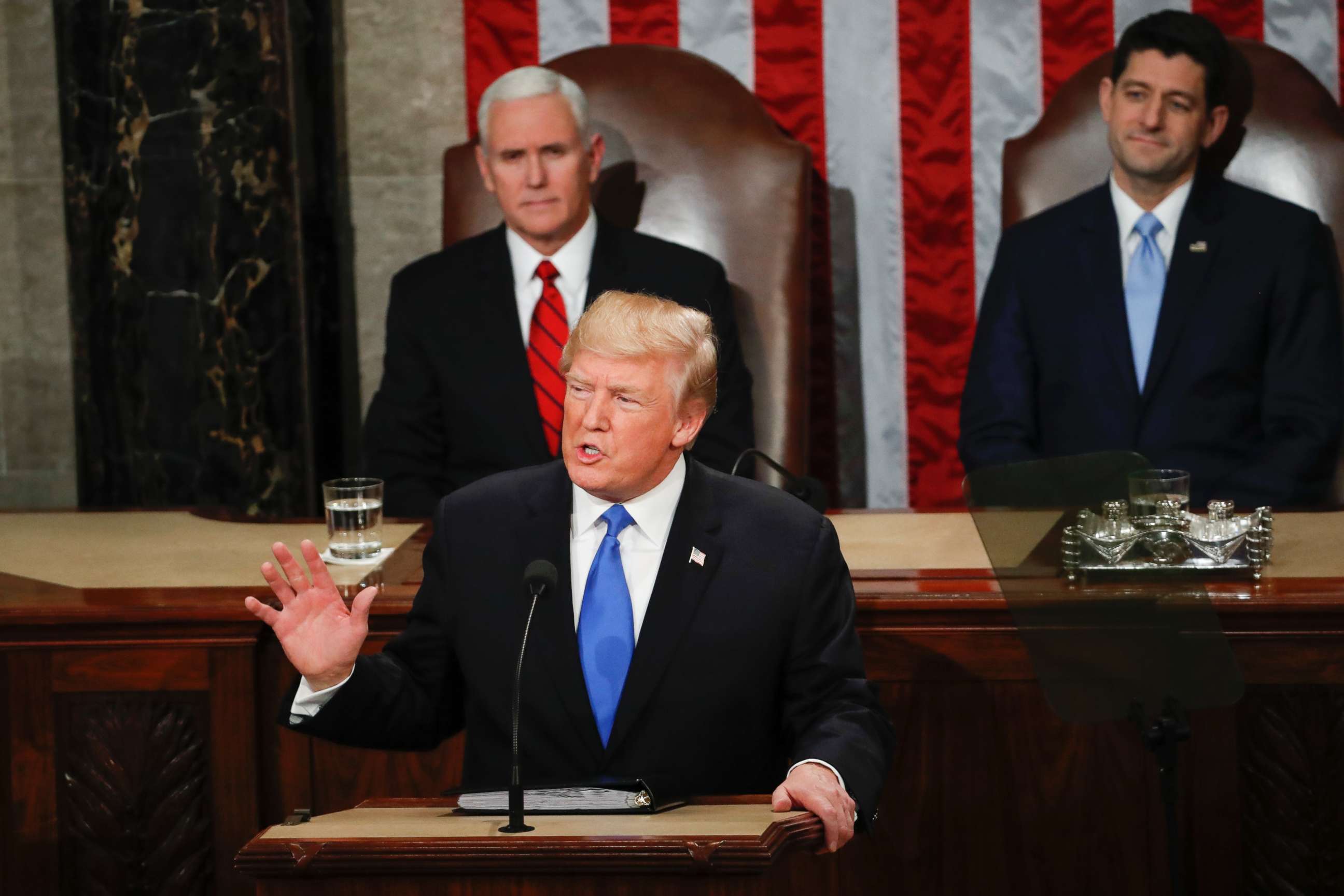 PHOTO: President Donald Trump delivers his State of the Union address to a joint session of Congress on Capitol Hill in Washington, Jan. 30, 2018.