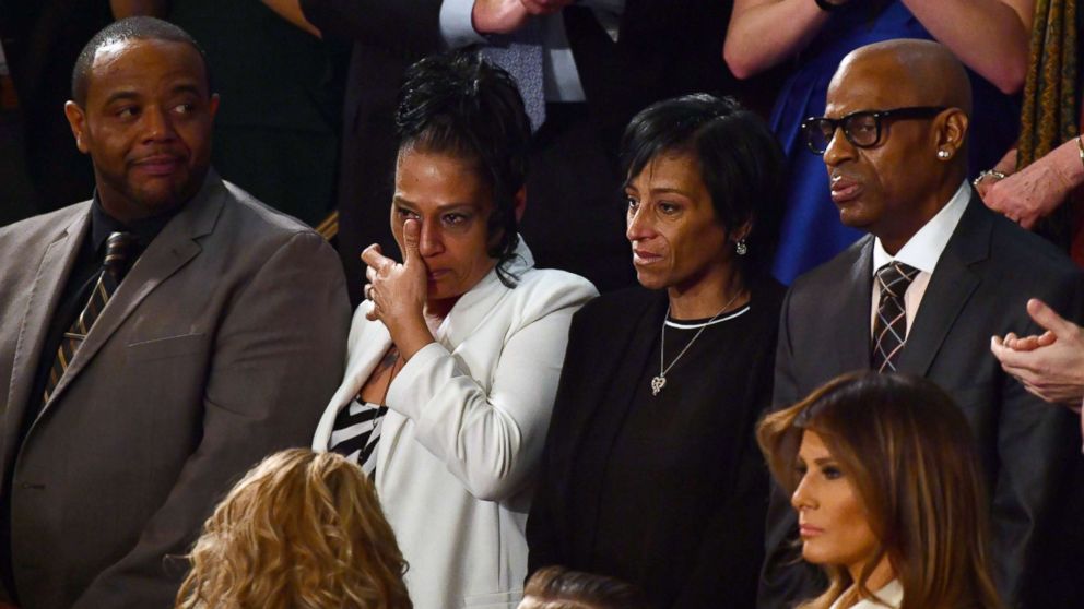 PHOTO: Robert Mickens, Elizabeth Alvarado, Evelyn Rodriguez, and Freddy Cuevas are recognized during the State of the Union address at the US Capitol in Washington, Jan. 30, 2018.