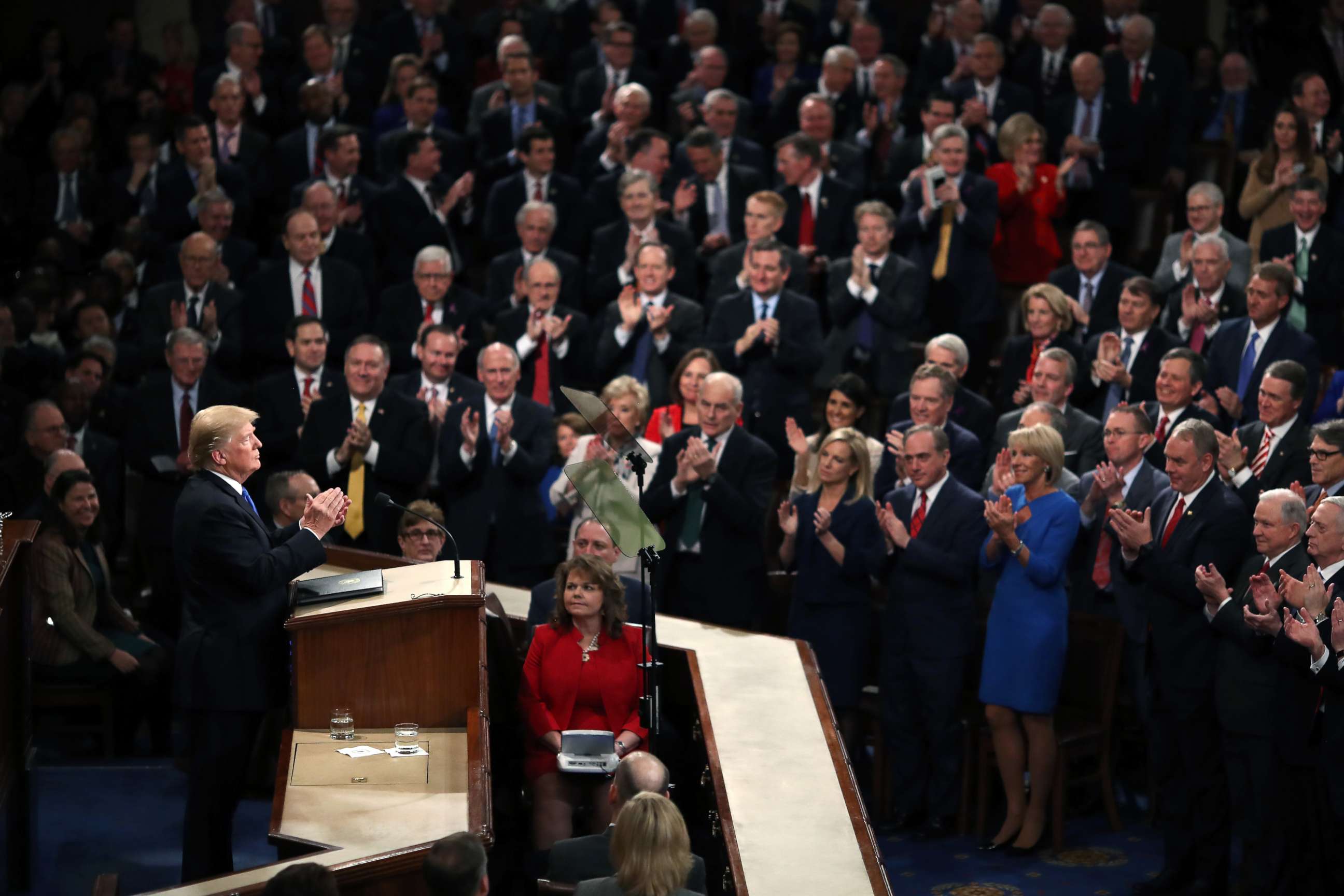 PHOTO: President Donald Trump delivers the State of the Union address in the chamber of the U.S. House of Representatives Jan. 30, 2018, in Washington.