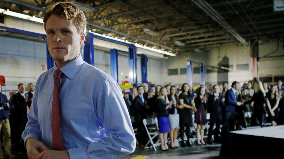 Rep. Joe Kennedy III leaves the stage after delivering the Democratic rebuttal to President Donald Trump's State of the Union address in Fall River, Mass., Jan. 30, 2018.