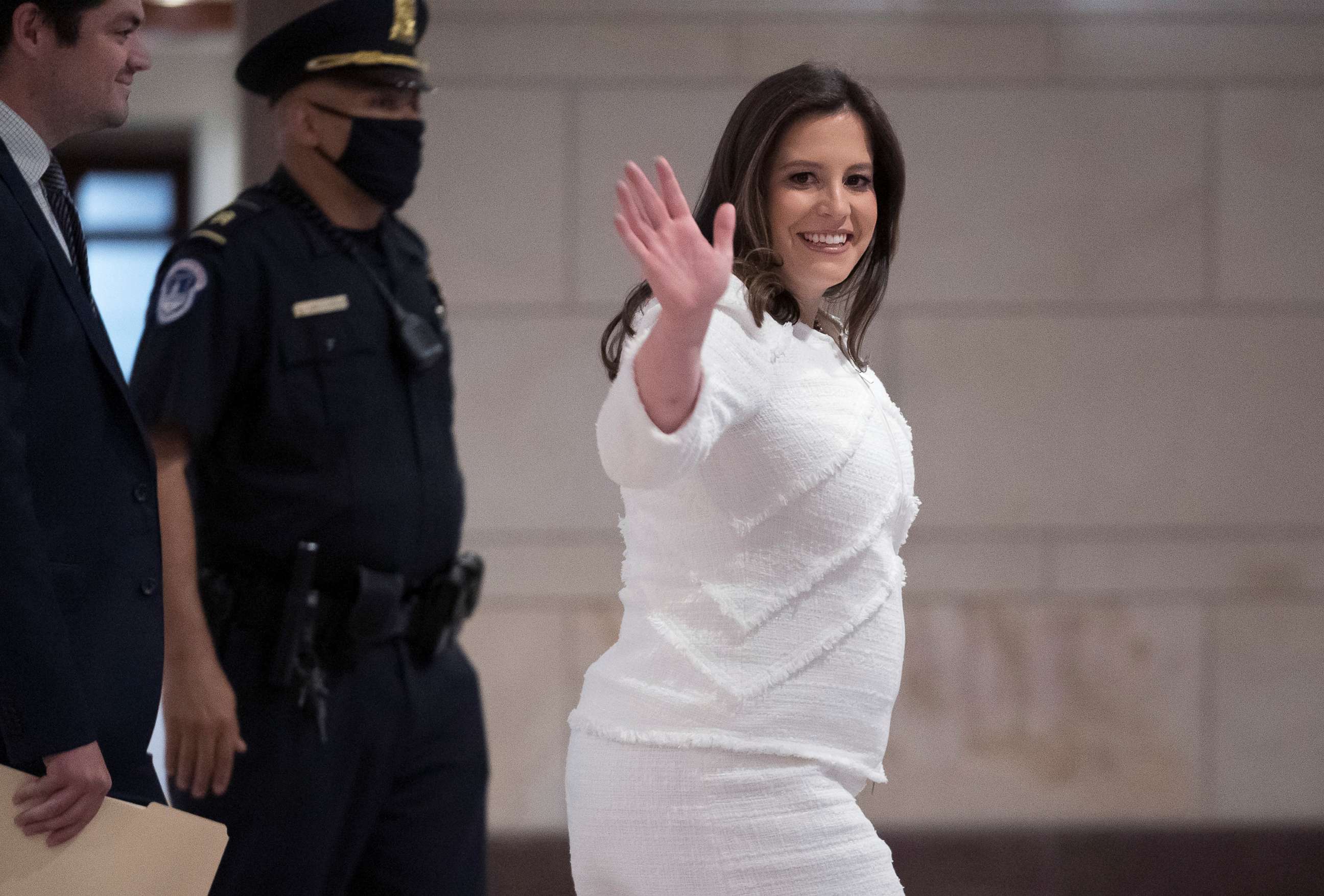 PHOTO: Rep. Elise Stefanik arrives as House GOP members hold an election for a new chair of the House Republican Conference to replace Rep. Liz Cheney, at the Capitol in Washington, D.C., May 14, 2021.