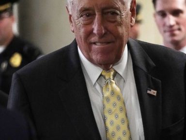 PHOTO: House Minority Whip Rep. Steny Hoyer (D-MD) leaves after a session of House Democrats organizational meeting, Nov. 28, 2018, in Washington, D.C.