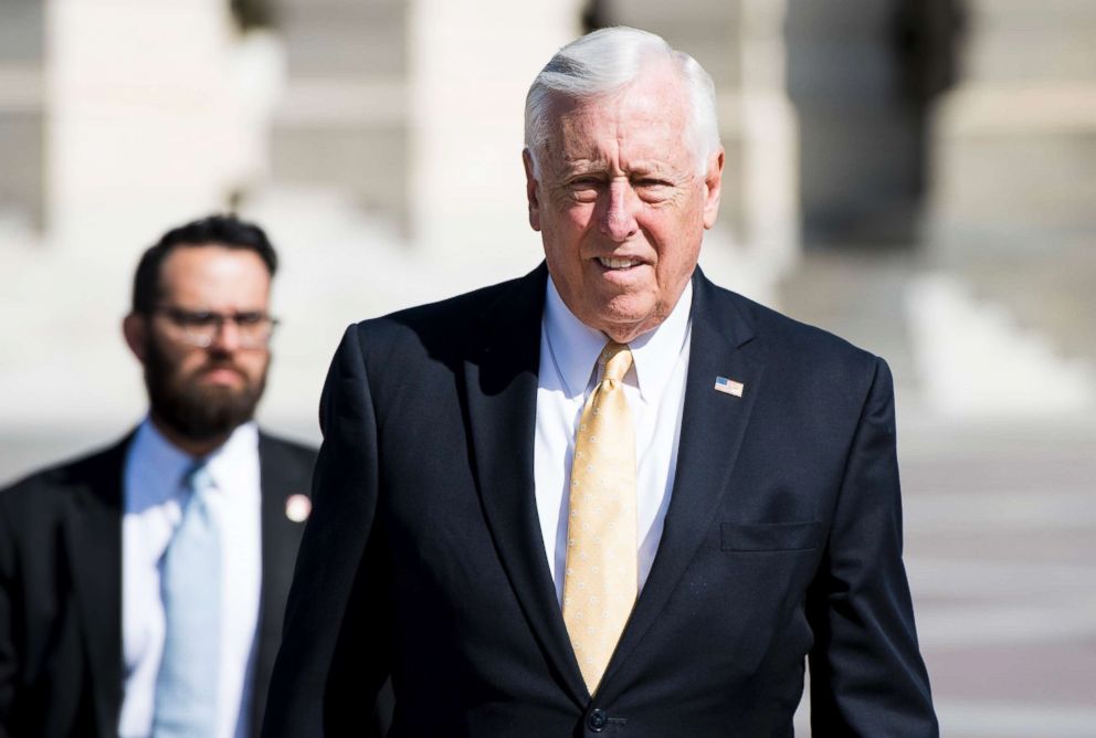 PHOTO: House Minority Whip Steny Hoyer arrives for the House Democrats' press conference at the Capitol, June 15, 2018.