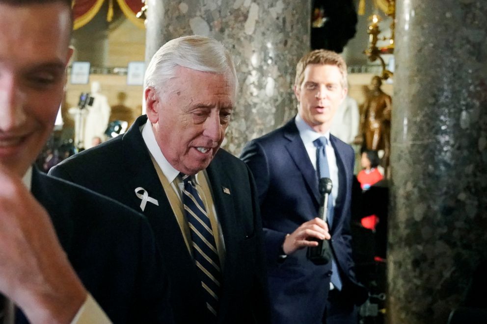 PHOTO: House Majority Leader Steny Hoyer arrives to listen to President Donald Trump deliver his State of the Union address to a joint session of Congress on Capitol Hill in Washington, Feb. 5, 2019.