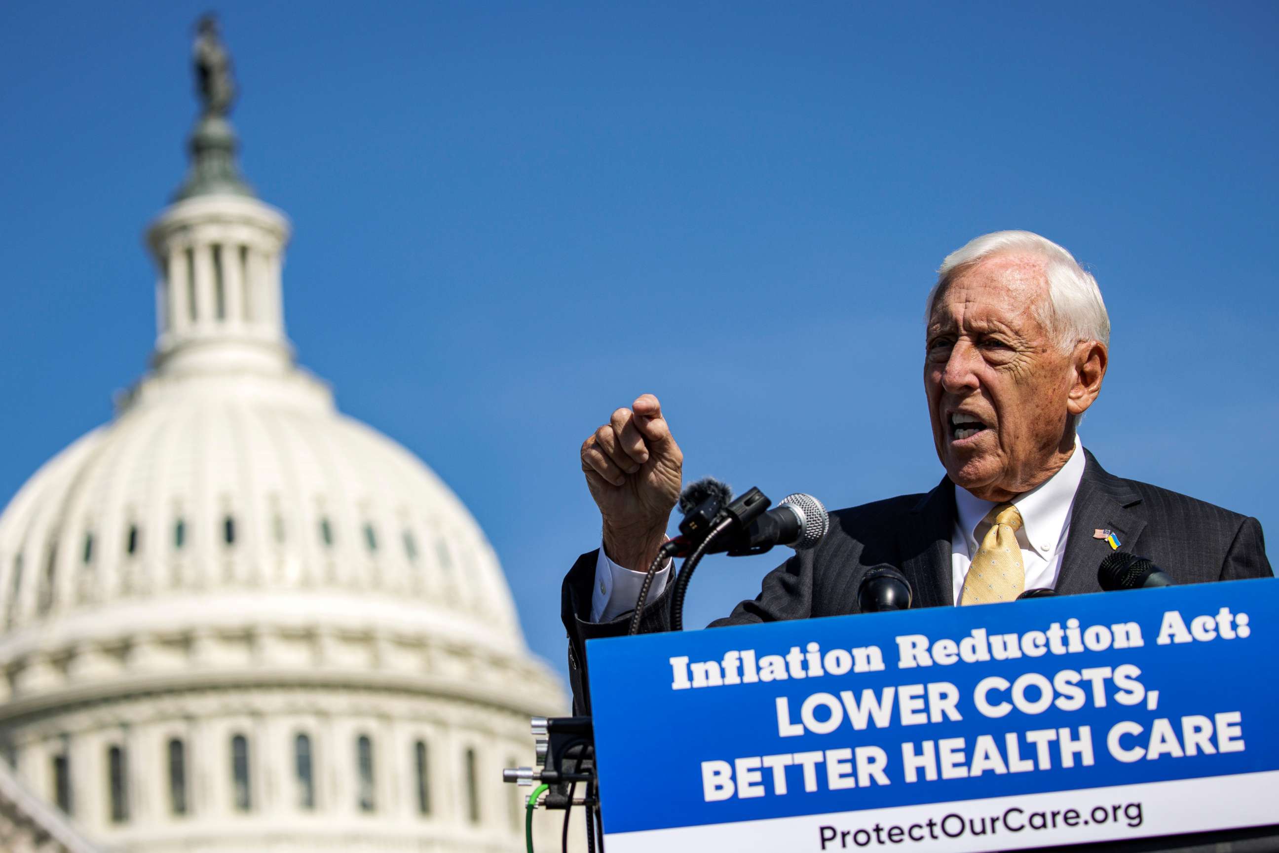 PHOTO: House Majority Leader Steny Hoyer speaks during a press conference on September 21, 2022 in Washington, DC.