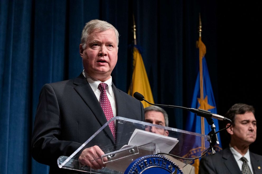 PHOTO: State Department Deputy Secretary Stephen Biegun speaks during a press conference at the Health and Human Services headquarters in Washington, Feb. 7, 2020.