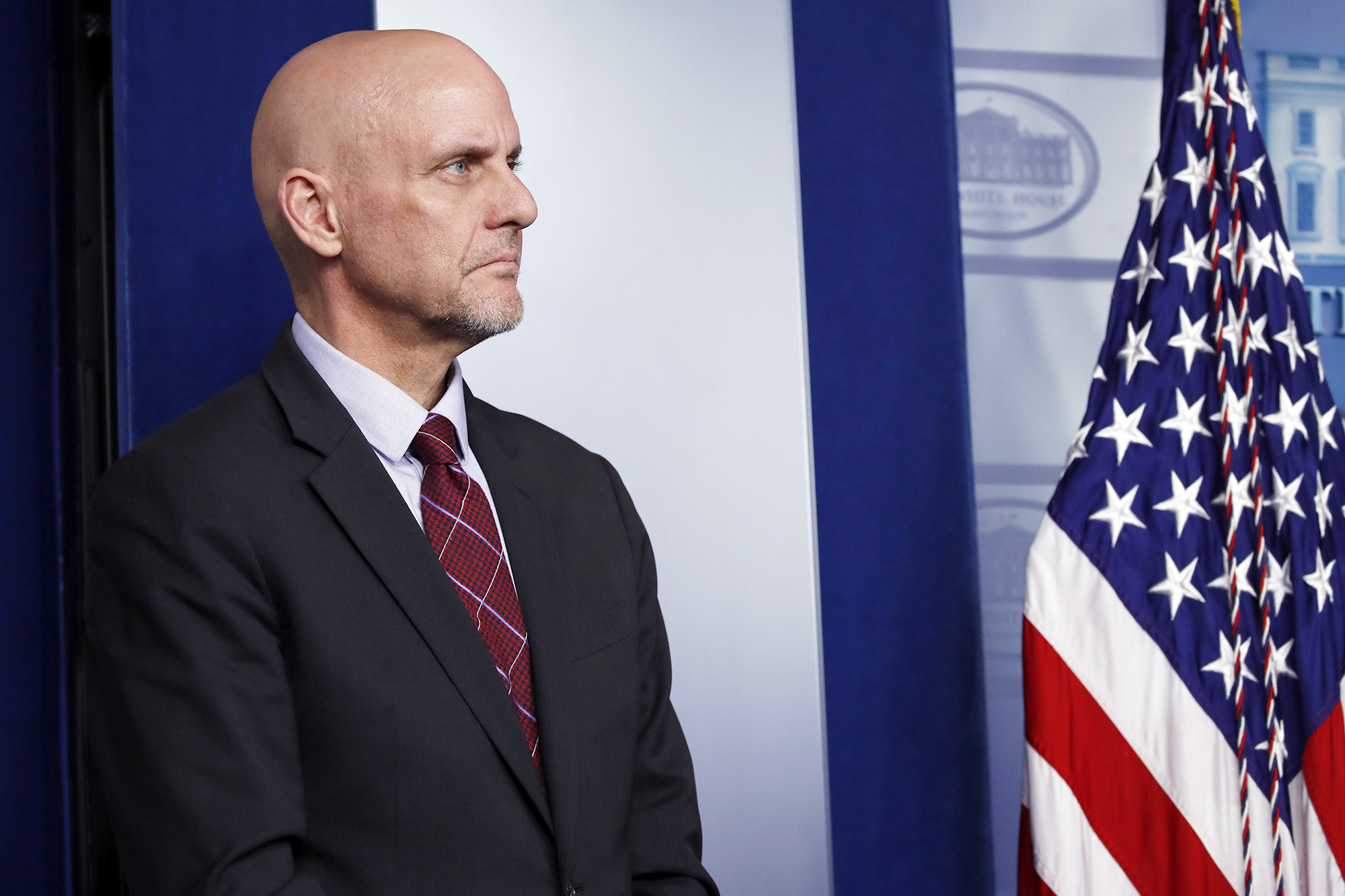 PHOTO: Stephen Hahn, commissioner of the U.S. Food and Drug Administration, listens as President Donald Trump speaks about the coronavirus in the White House, April 24, 2020.