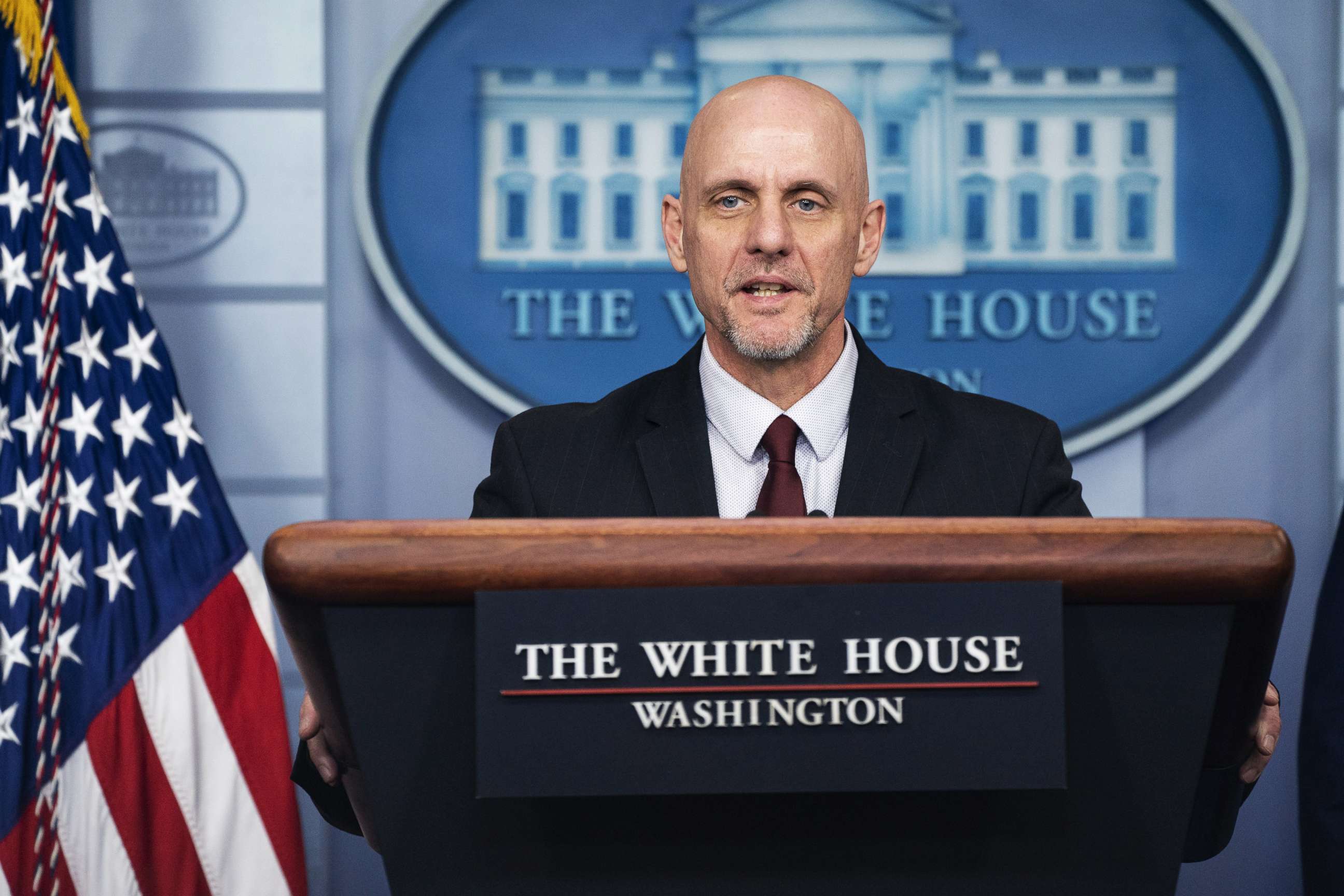 PHOTO: Stephen Hahn, commissioner of food and drugs at the Food and Drug Administration (FDA), speaks at a press briefing with members of the White House Coronavirus Task Force, April 4, 2020 in Washington.