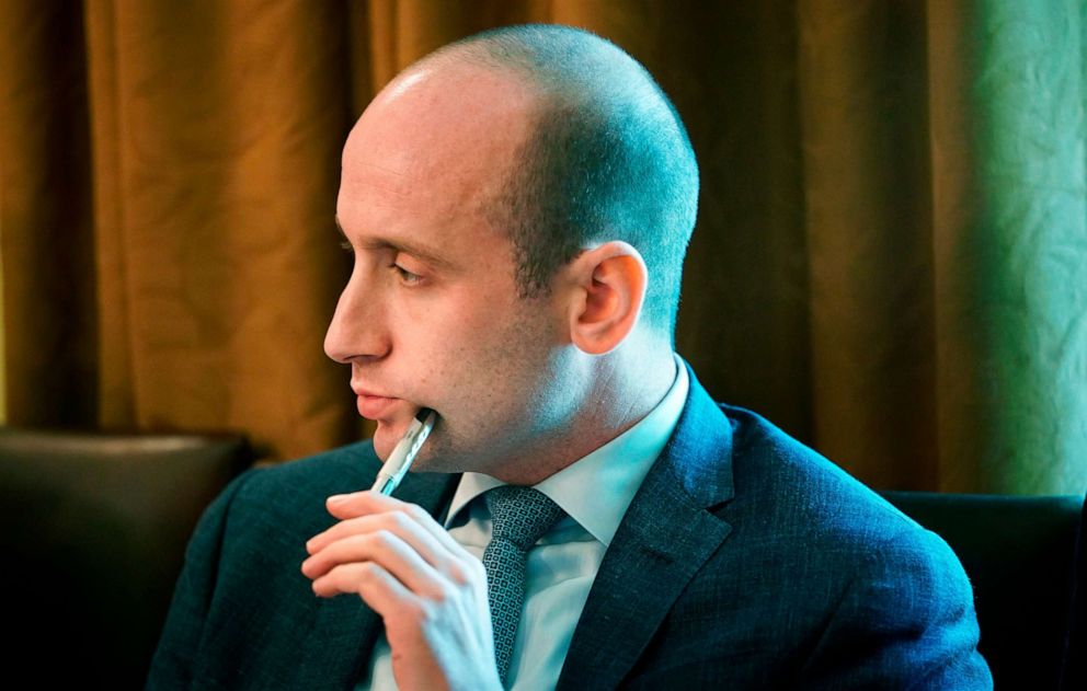 PHOTO: Senior Advisor Stephen Miller attends a Cabinet meeting in the Cabinet Room of the White House in Washington, DC, Aug. 16, 2018.