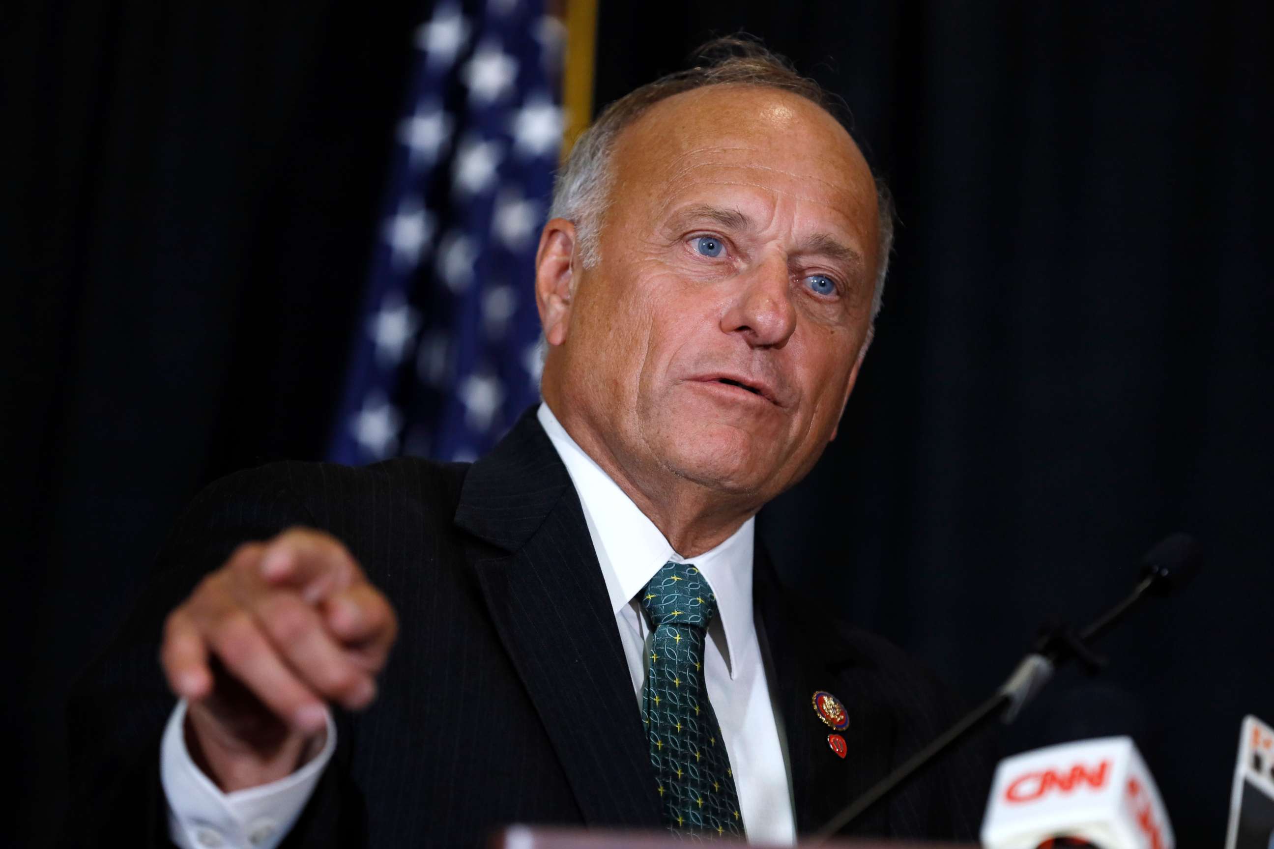 PHOTO: Rep. Steve King, R-Iowa, speaks during a news conference in Des Moines, Iowa, Aug. 23, 2019.