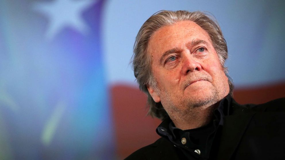 PHOTO: Steve Bannon, former White House Chief Strategist to President Donald Trump, speaks at a debate with Lanny Davis, former special counsel to Bill Clinton, at Zofin Palace, May 22, 2018, in Prague, Czech Republic.