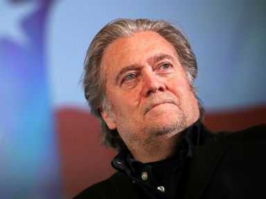 PHOTO: Steve Bannon, former White House Chief Strategist to President Donald Trump, speaks at a debate with Lanny Davis, former special counsel to Bill Clinton, at Zofin Palace, May 22, 2018, in Prague, Czech Republic.