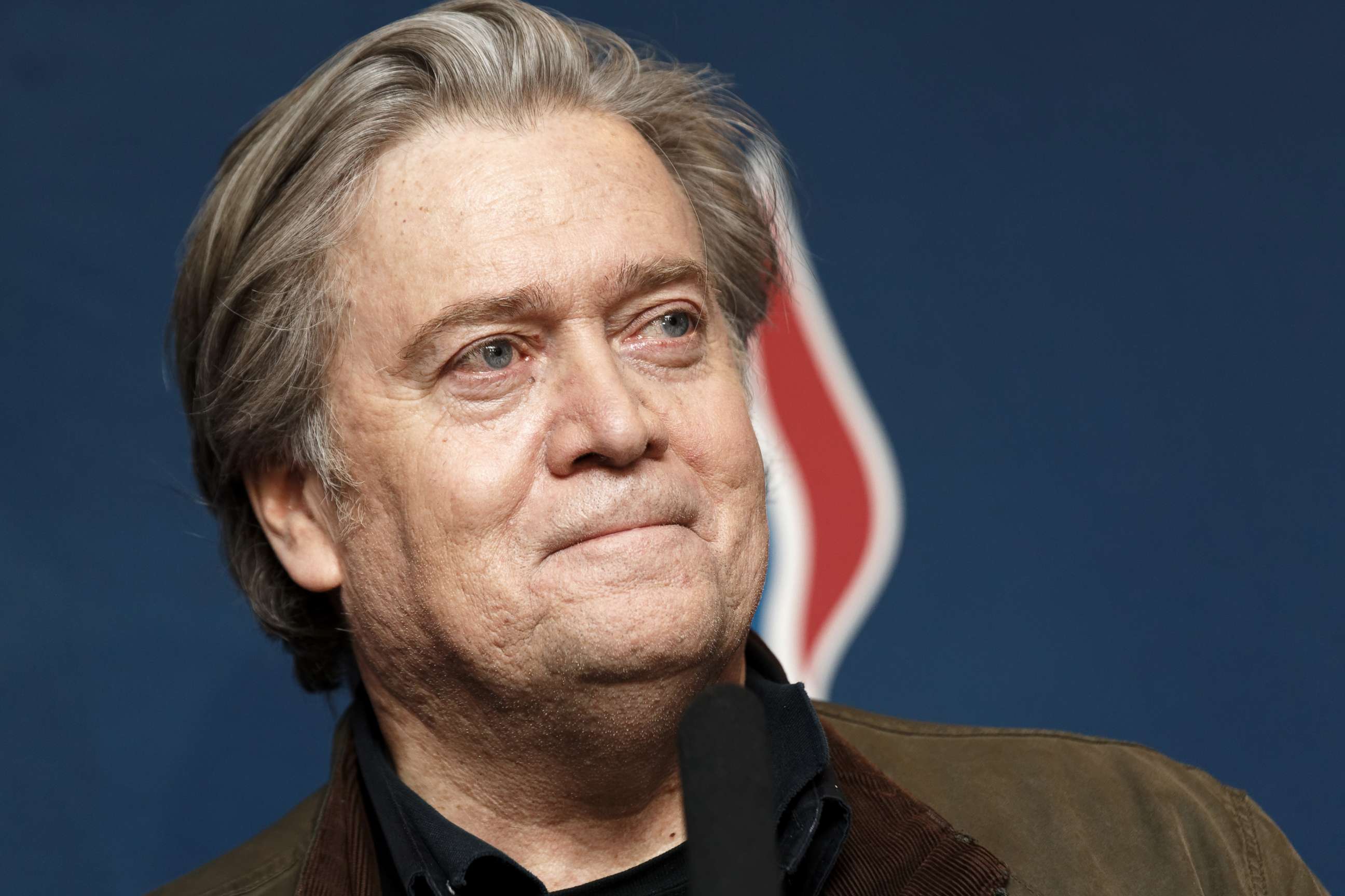 PHOTO: Former President Donald Trump advisor Steve Bannon gives a press conference during the French far-right Front National (FN) party annual congress, March 10, 2018, at the Grand Palais in Lille, north of France.