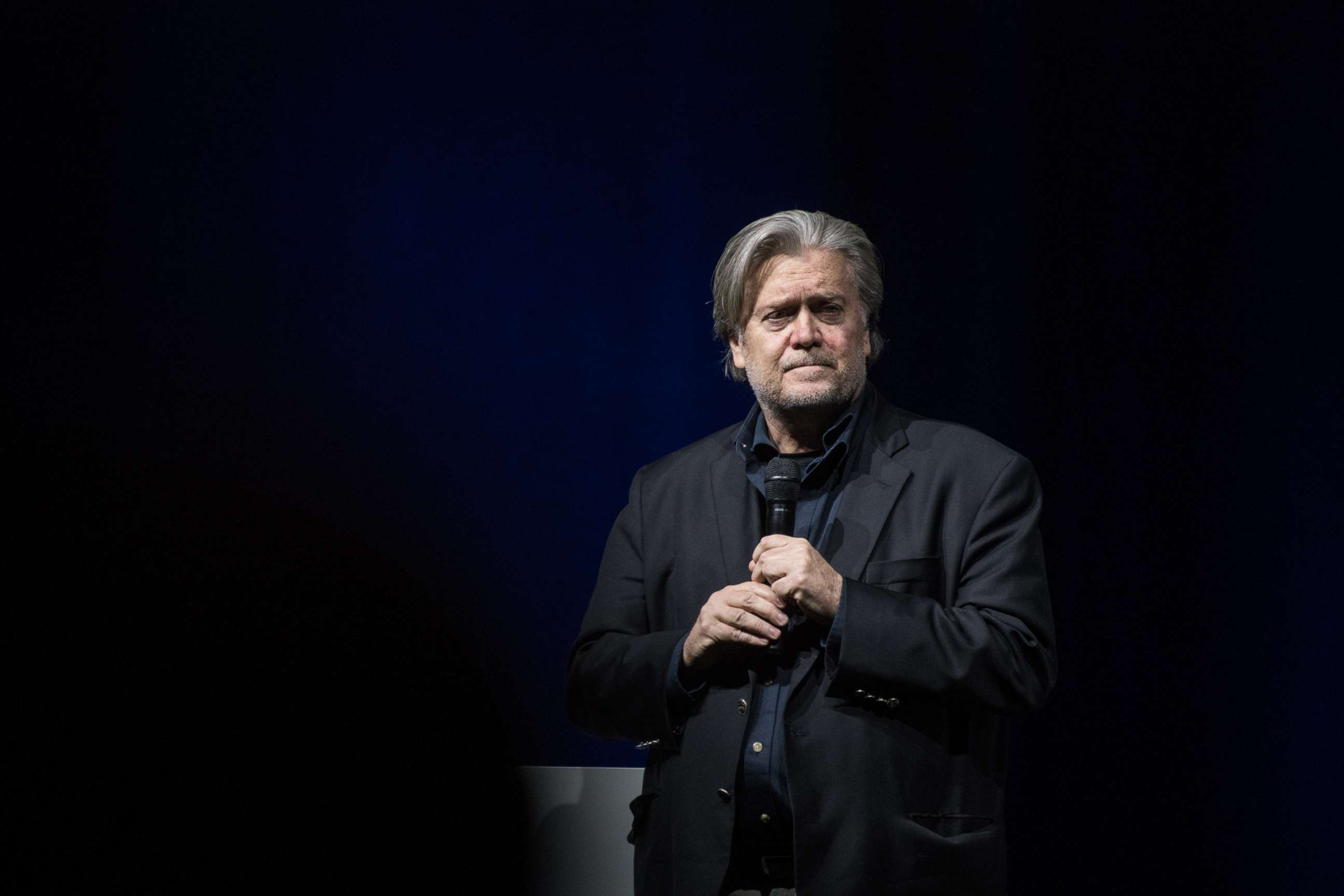 PHOTO: Steve Bannon, the former chief strategist for U.S. President Donald Trump, speaks at an event hosted by the weekly right-wing Swiss magazine Die Weltwoche on March 6, 2018 in Zurich, Switzerland.
