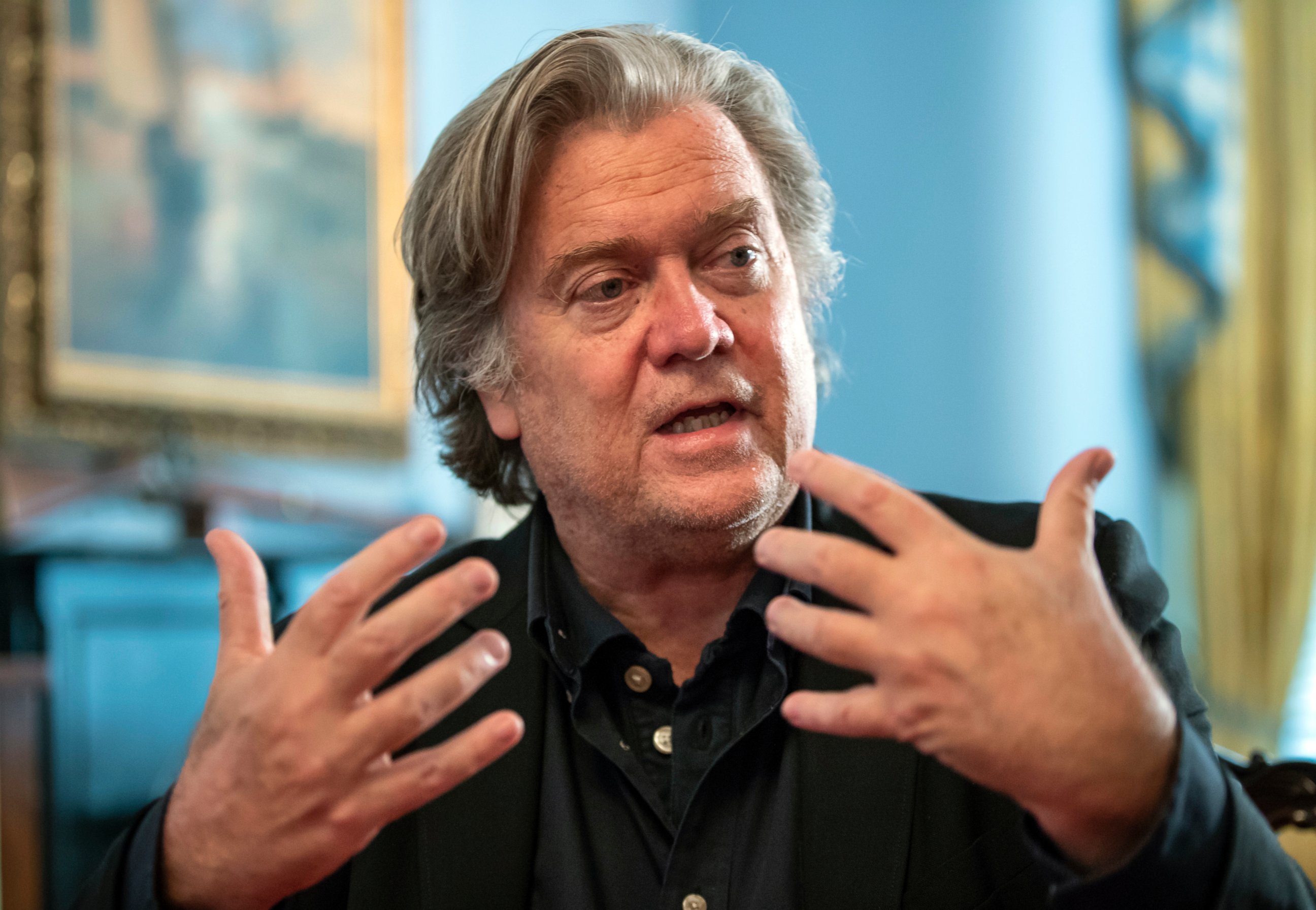 In this Aug. 19, 2018 file photo, Steve Bannon, President Donald Trump's former chief strategist, talks about the approaching midterm election during an interview in Washington.