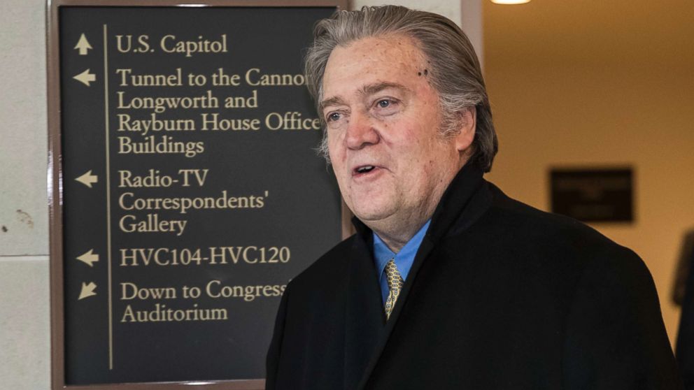 PHOTO: Steve Bannon, President Donald Trump's former chief strategist, arrives for questioning by the House Intelligence Committee at the Capitol in Washington, D.C., Feb. 15, 2018.