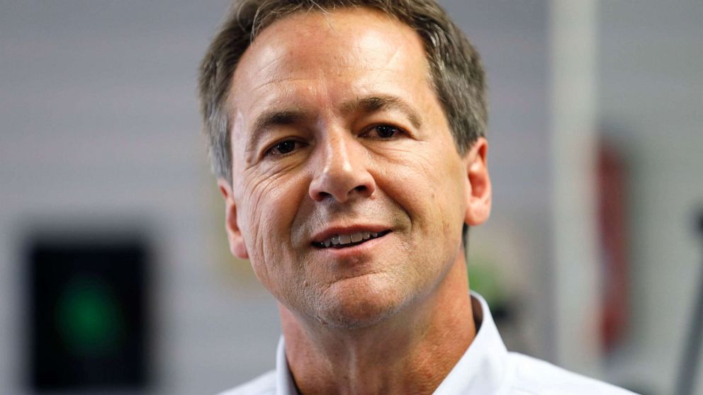 PHOTO: Democratic presidential candidate Montana Gov. Steve Bullock speaks to reporters on July 9, 2019, in Gowrie, Iowa.