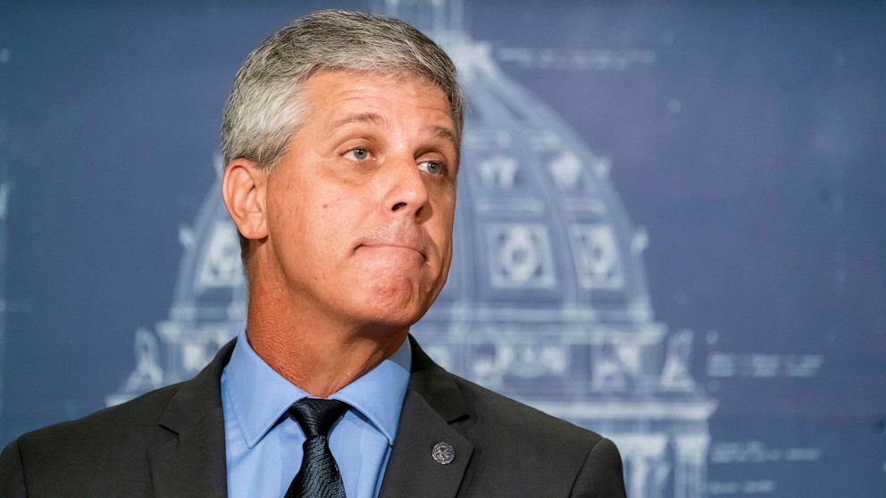 PHOTO: Rep. Steve Drazkowski speaks during a news conference, July 23, 2019 St. Paul, Minn.