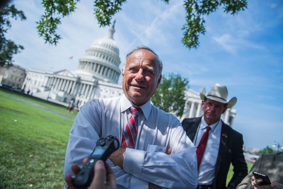 PHOTO: Rep. Steve King attends a rally with Angel Families on the East Front of the Capitol, to highlight crimes committed by illegal immigrants in the U.S., on Sept. 7, 2018.