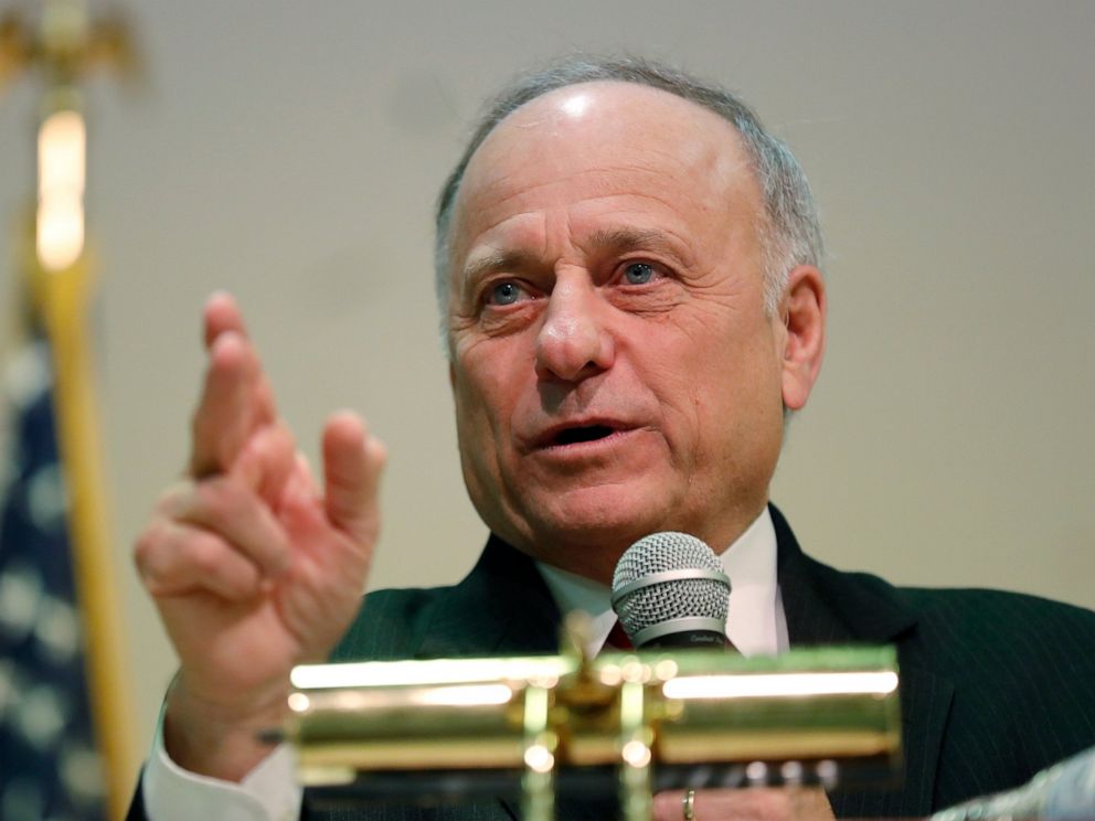 PHOTO: In this Jan. 26, 2019 file photo, Rep. Steve King, R-Iowa, speaks during a town hall meeting, in Primghar, Iowa.