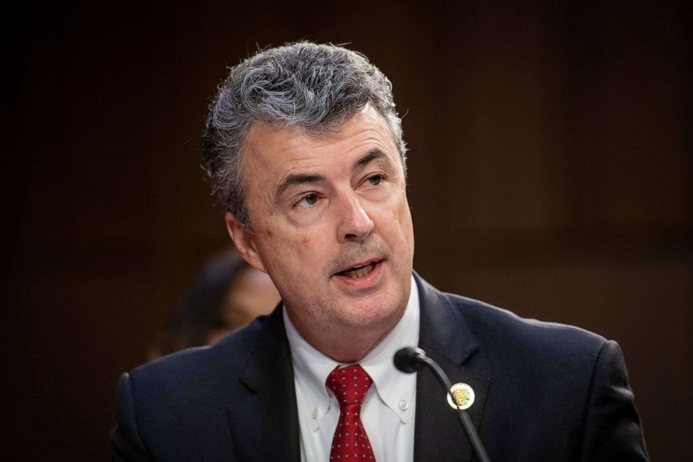 PHOTO: Steve Marshall, Attorney General, State of Alabama offers his opening statement on the fourth day of Judge Ketanji Brown Jackson's Senate nomination hearings, in Washington, D.C., March 24, 2022.