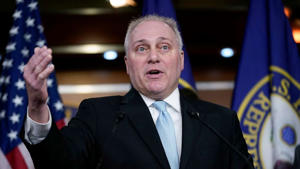 PHOTO: House Majority Leader Steve Scalise speaks at a news conference on Capitol Hill in Washington, D.C., Jan. 10, 2023.