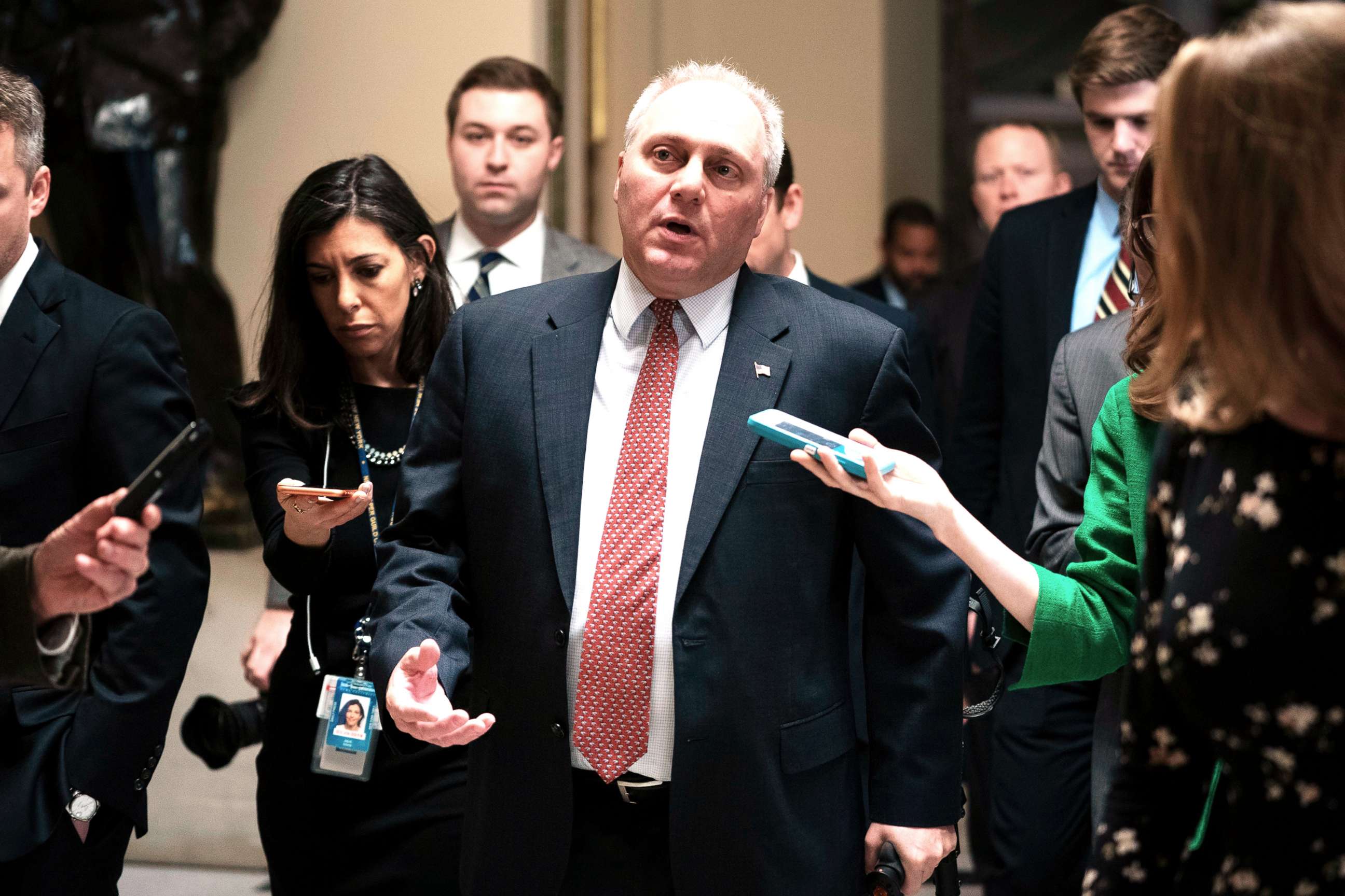 PHOTO: Republican Representative from Louisiana Steve Scalise heads to the House floor to negotiate a budget vote to avert a government shutdown in the U.S. Capitol in Washington, D.C., Dec.20, 201