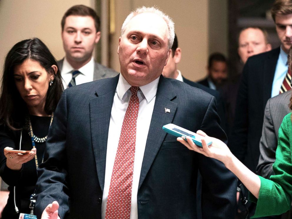 PHOTO: Republican Representative from Louisiana Steve Scalise heads to the House floor to negotiate a budget vote to avert a government shutdown in the U.S. Capitol in Washington, D.C., Dec.20, 201