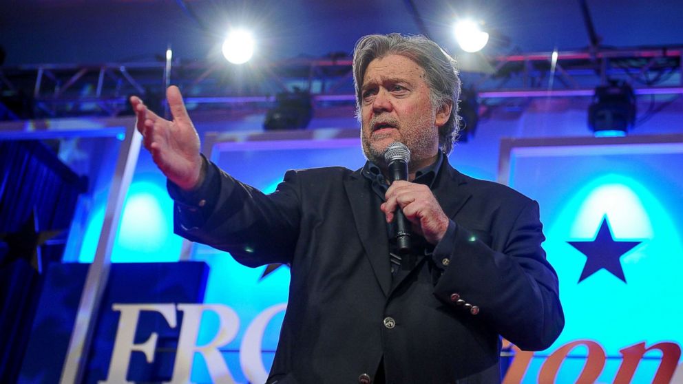 Former White House Chief Strategist Steve Bannon delivers remarks during the Value Voters Summit at the Omni Shoreham Hotel in Washington, D.C., Oct. 14, 2017.