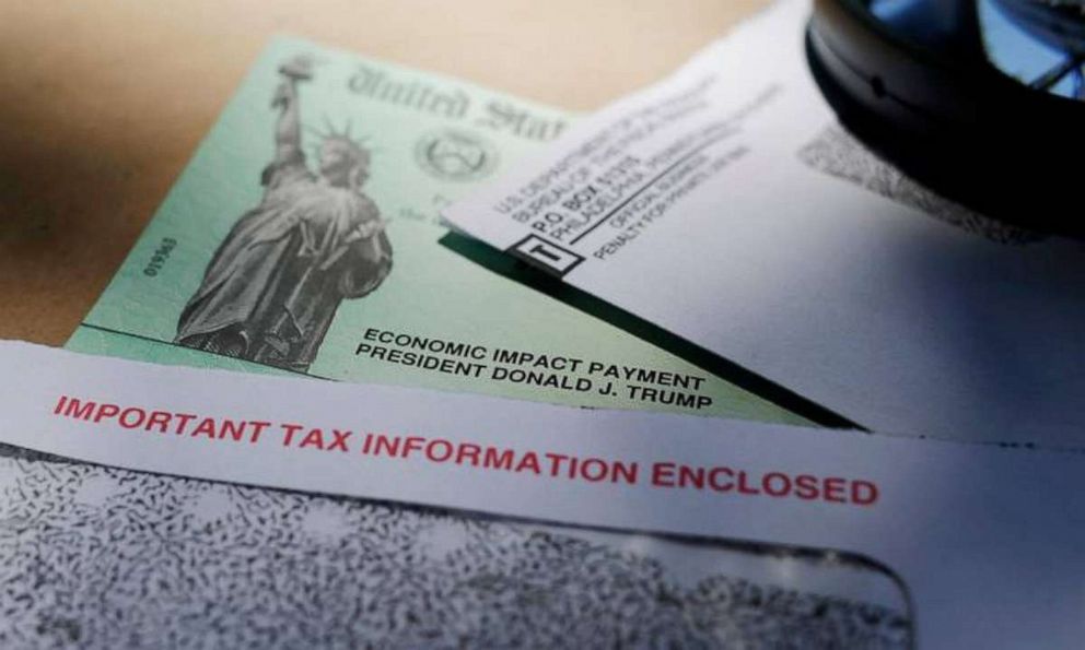 PHOTO: President Donald Trump's name on a stimulus check issued by the IRS to help combat the adverse economic effects of the COVID-19 outbreak.