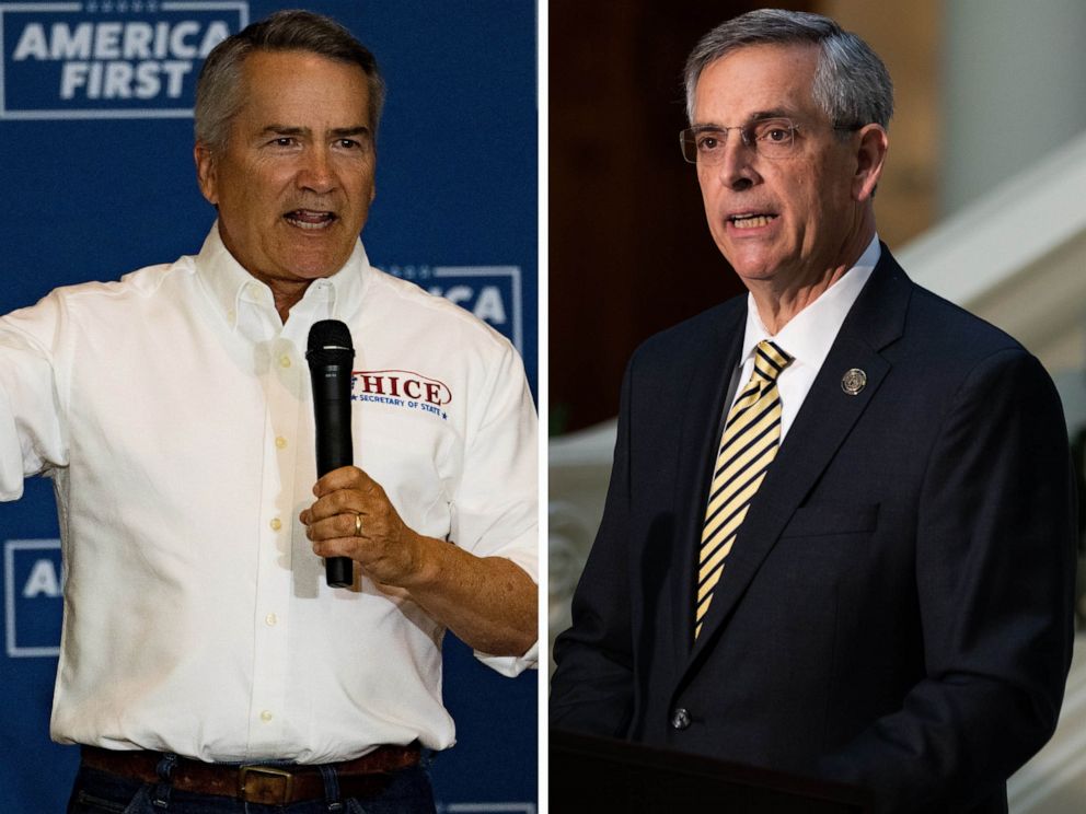 PHOTO: Georgia Rep. Jody Hice and Secretary of State Brad Raffensperger are pictured in a composite file image.