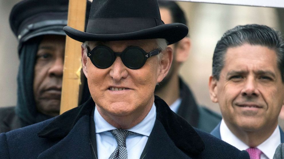 PHOTO: Roger Stone arrives at U.S. District Court in Washington, D.C., Feb. 20, 2020.