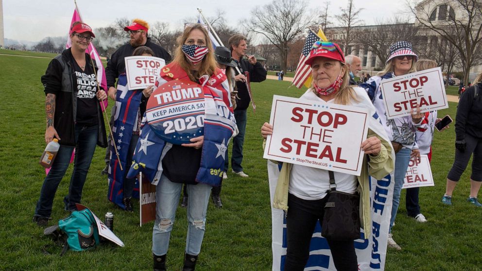 PHOTO: In this Dec. 12, 2020, file photo, Trump supporters attend a Stop the Steal rally in downtown Washington, D.C.