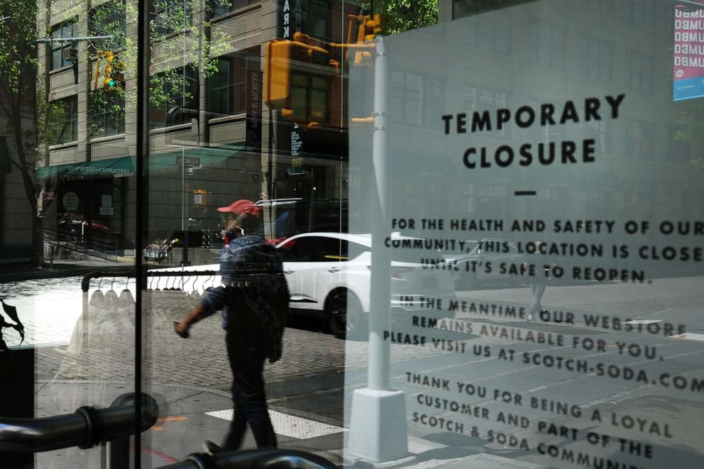 PHOTO: A business stands closed on May 02, 2020 in the Brooklyn borough of New York City.